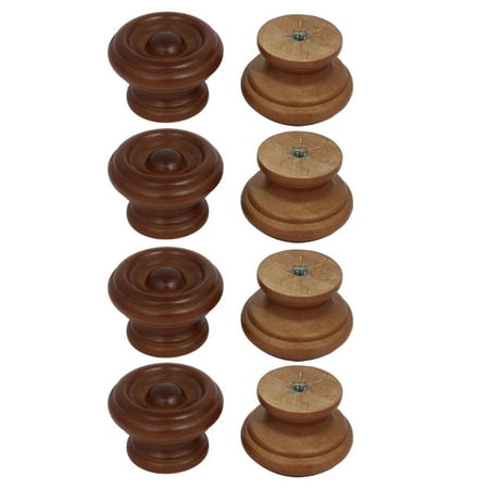 Uxcell Cabinet Drawer Single Hole Wooden Pull Knobs Handles Red Brown 37mmx25mm 8pcs