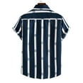 thumbnail image 1 of Chemise Rayée Homme Chemise Rayée à Manches Courtes Décontractée à Revers Cardigan Grande Taille, 1 of 6
