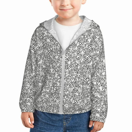 

Ocsxa Dice Cubes Print Kids Active Zipper Sun Protection Jacket Boys Girls Hooded Cooling Shirt-18 Months