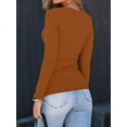 thumbnail image 5 of Womens Long Sleeve Shirts Square Neck Tops Ribbed Knit Basic Crop Tops Fall Outfits Fashion Clothes Orange Red XXXL, 5 of 8