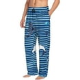 thumbnail image 6 of Honiee Sharks on White Blue Striped for men - a sleek fusion of Straight Pajama Pants, versatile Lounge Pants, and cozy Sleepwear, all rolled into one-Small, 6 of 6