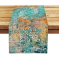 thumbnail image 1 of Modern Abstract Cyan Yellow Runner Table Cloth Country Style Home Indoor Outdoor Decorative, 1 of 4