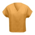 thumbnail image 5 of WEAIXIMIUNG Chemises pour Femmes T-Shirts Graphiques Lots Blouse d'Été pour Femmes Couleur Unie en Lin Ample à Manches Mi-Longues à Col en V, 5 of 5