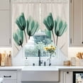 thumbnail image 4 of Spring Retro Swag Curtain Valance for Windows, X-ray Image of Teal Tulips Floral Leaf Beige Window Treatments Short Swag Topper for Kitchen Windows Bathroom Bedroom, 36"x45", 4 of 8