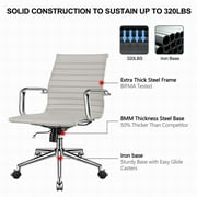 LUXMOD Gray Office Chair Adjustable Swivel Chair in Durable Vegan Leather, Mid Back Office Chair with Armrest, Ergonomic Desk Chair for Extra Back & Lumbar Support, Modern Executive Chair Gray