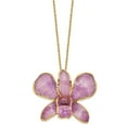 thumbnail image 2 of Other Metal Necklace with Pendants Chain 24K Gold-trim Lacquer Dipped Hot Lavender Real Dendrobium Orchid 20 inch Gold-tone mm, 2 of 6