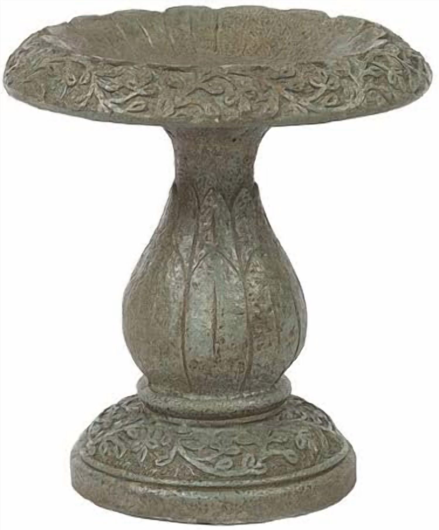 Solid Rock Stoneworks Petite Birdbath - Cypress Stain - 14" Tall x 13" diameter