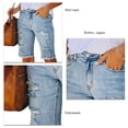thumbnail image 3 of Pantalones cortos de verano de talle medio para mujer, pantalones cortos desgastados con cremallera y botones elásticos informales a la moda con bolsillos, 3 of 5