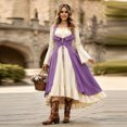 thumbnail image 7 of KLHDSF Women's's Medieval Renaissance Costume Cosplay Over Dress | 2 Pics Set,Long Flare Sleeve,Renaissance faire,Cosplay, Halloween Purple S, 7 of 7