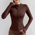 thumbnail image 5 of WMTBSRSW Women UPF 50+UV Rash Guard Swim Shirt Long Sleeve Slim Fit Fishing Hiking Outdoor Shirt Lightweight Sun Protection Zip up Jackets Brown Large, 5 of 7