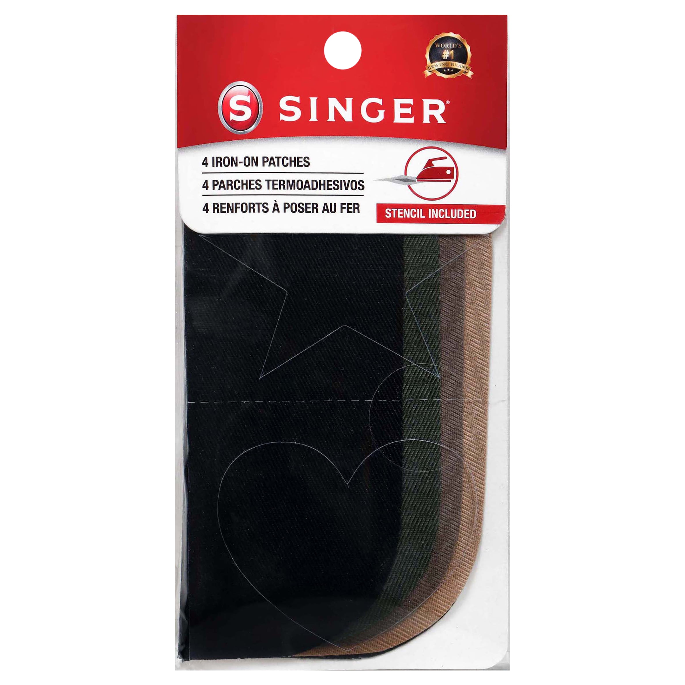 SINGER Iron-on Twill Patches 5X5 4/Pkg-Dark 