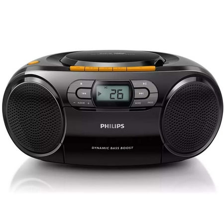 Philips Portable Boombox with CD and Cassette Player for MP3-CD, CD, and CD-R/RW, USB Play
