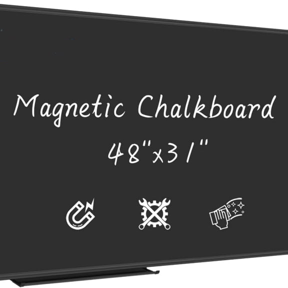 Magnetic Chalkboard 48 x 31 inch Chalk Board/Black Board, Black Aluminium Frame, Display Collections