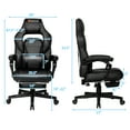 thumbnail image 2 of Goplus Chaise de Massage Gaming Inclinable Chaise de Bureau de Course avec Repose-Pieds Noir, 2 of 10