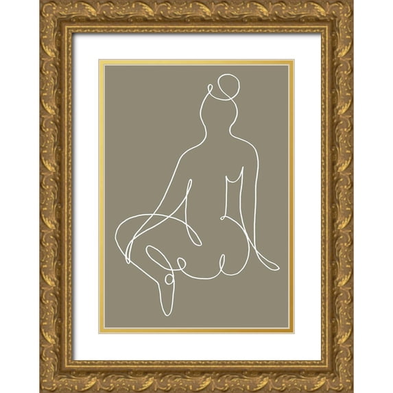 Uppsala Studio 11x14 Gold Ornate Wood Framed with Double Matting Museum Art Print Titled - Sitting Down 02