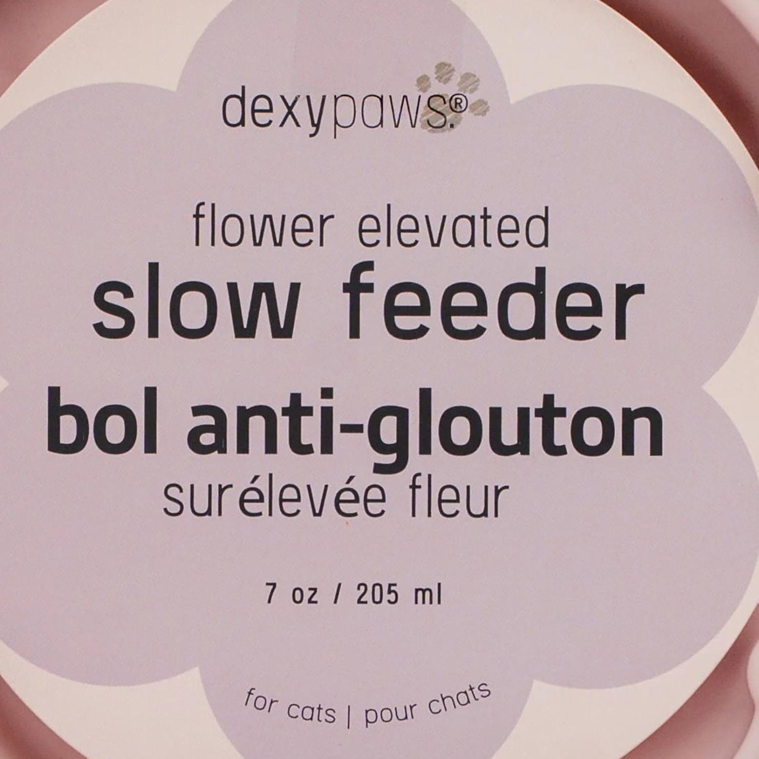 Dexypaws: Flower Elevated Slow Feeder - Pink Blush - 7.75oz Capacity, Silicone Cat Dish w/ Removable Ceramic Stand, Pet Meal Feeding, Water & Food