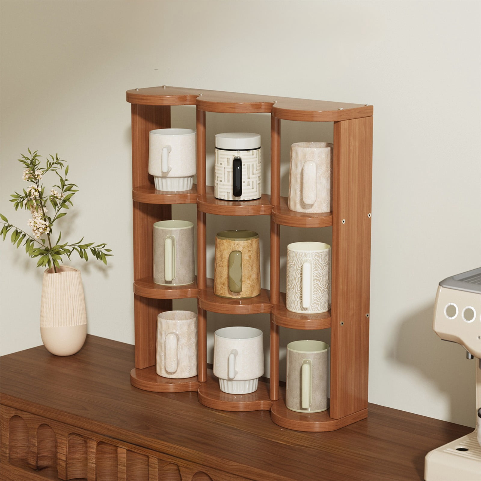 Fufafayo under $5 Retro Cup Holder, Desktop Three-Layer Storage Rack, Cup Curio Display Cabinet, Suitable for Office, Shop, Bedroom