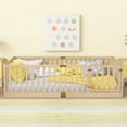 thumbnail image 2 of Miniyam Wooden Twin Size Floor Bed for Kids with Door, High Safety Fence, Oak, 2 of 7