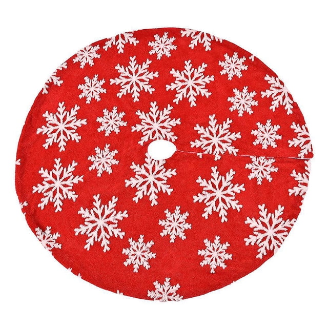 White Falda de árbol de Navidad de doble capa Jacquard Cachemira copos de nieve decoración navideña ornamento