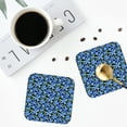 thumbnail image 4 of Yiaed Blue Flowers Print Leather Coasters for Drinks - Cup Coasters Coffee Table Kitchen Table Bar, Home & Office Gifts Handmade Drink Coasters-Square, 4 of 6