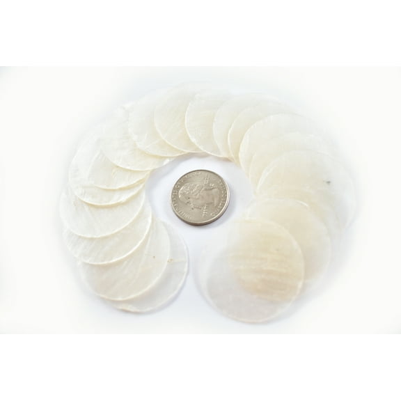 50 Capiz Shells White Round 1 1/2" (38mm) No Holes Crafts Windchimes Shellcraft