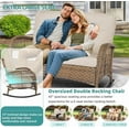 thumbnail image 2 of MEETWARM Wicker Patio Rocking Loveseat, Oversized Outdoor Double Rocking Chair with Cushions and High Back，All-Weather 2 Seat Sofa Bench Rocking Wicker Furniture for Garden Balcony Porch, Brown/Beige, 2 of 7