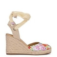thumbnail image 2 of Nine West Multi Floral Tie Up Ankle Wrap Rounded Espadrille Wedge Heeled Sandals (White Multi, 6), 2 of 3