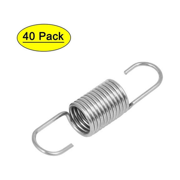 Uxcell 10mmx7mmx0.7mm Stainless Steel Dual Hook Tension Spring Silver Tone 40pcs