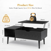 Simenmax Coffee Table, Lift Top Coffee Tables for Living Room with Storage Shelf and Hidden Compartment,Black