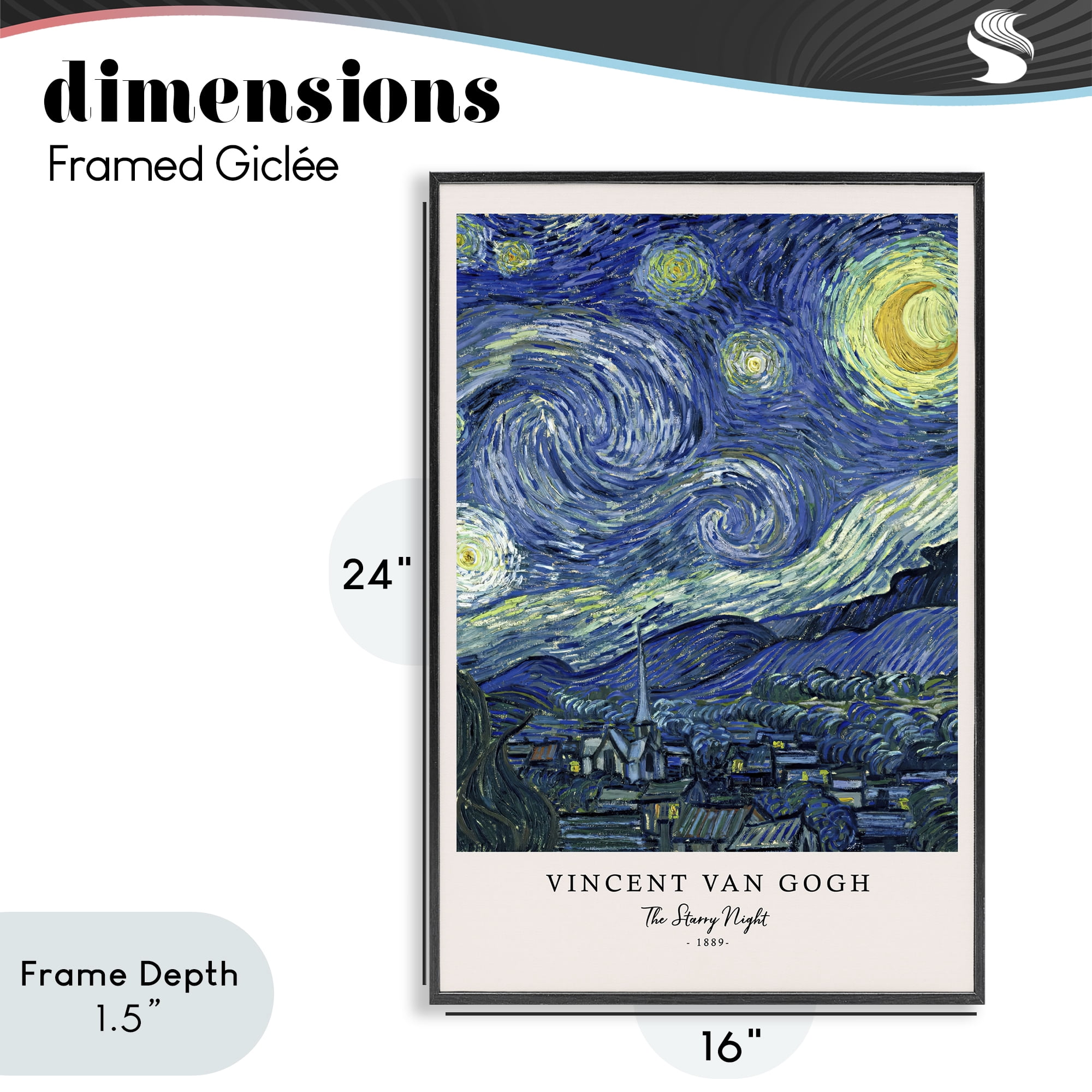Stupell Industries Classic Starry Night Van Gogh Black Framed Giclee Art, design by Vintage Hustle