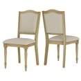 thumbnail image 3 of Set of 2 Dining Chairs with Upholstered Back & Seat, Farmhouse Kitchen Chair with Solid Wood Legs for Dining Room, Oak, 3 of 7