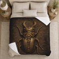thumbnail image 5 of Stag Beetle with Gold Gear Details, Dramatic Steampunk Style for Insect Lovers, Dark Mechanical Beetle Motif and Birthday Gift, Soft Flannel Blanket for Study Room and Bedroom, Home Decor, 5 of 9