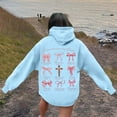 thumbnail image 6 of Women's Graphic Word Hooded Sweatshirt Preppy Style Long Sleeve Casual Pullover Top, 6 of 7