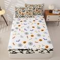 thumbnail image 4 of Homewish Vintage Silhouette Halloween Pumpkin Zipper Twin Comforter Sets with Fitted Sheet and 2 Pillowcases,Bat Branch Print Zipper Bedding Set,Halloween Reversible,4pcs, 4 of 7