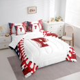 thumbnail image 3 of Manfei Letter Monogrammed P Boy 7-Piece Twin Bedding Sets,Sport Baseball Bedding Comforter Set,Ball Gamer Breathable Sheet Sets,Lightweight Room Decor,Reversible, 3 of 8