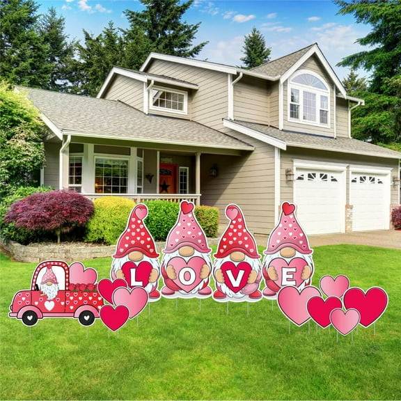 VictoryStore Love Gnomes Valentine's Day Yard Decor Display, Valentine's Day Party Outdoor Decor, 13 PC SET 19974