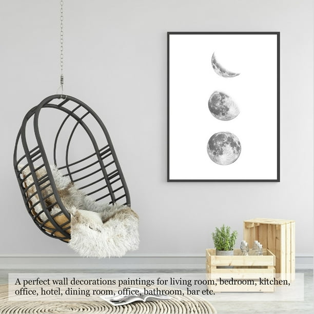 Pintura sobre lienzo, pintura sobre lienzo de fases lunares, decoraciones para el hogar y la oficina, cuadros de pared en lienzo para durar