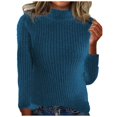 thumbnail image 5 of Sakmal Mock Neck Ladies Sweaters Blue Crop Fashion Solid Ladies Sweaters M, 5 of 5