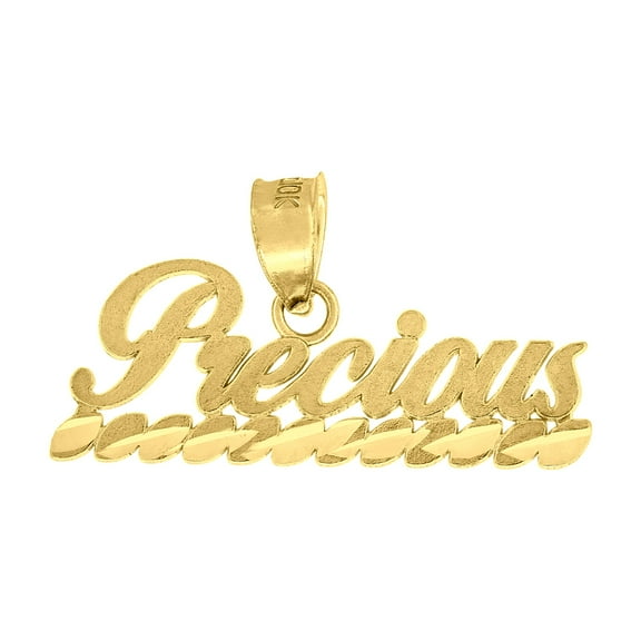 10k 10kt Yellow Gold Diamond-cut Unisex Precious Letters & Words Charm Pendant for Men Women