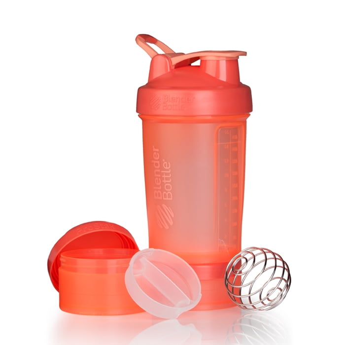 BlenderBottle 22oz ProStak Shaker with 2 Storage Jars FC Coral