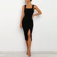 thumbnail image 2 of Baqcunre Wrap Dress Women's Solid Color Square Neckline Strap Bodycon Party Dress Summer Dresses for Women 2024 Dresses for Women 2024 Womens Dresses Black L(Hot), 2 of 9