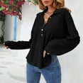 thumbnail image 4 of Scyoekwg Womens Tops Button Lapel Tunic Shirts Lightweight Loose Tshirt Long Sleeve Solid Color Tops for Women Trendy Dressy Casual Blouses (Black,S), 4 of 8