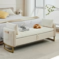 thumbnail image 5 of Aemeios 66"W Tufted Storage Bench for Bedroom End of Bed with Gold Legs and Two Pillows, Beige, 5 of 13