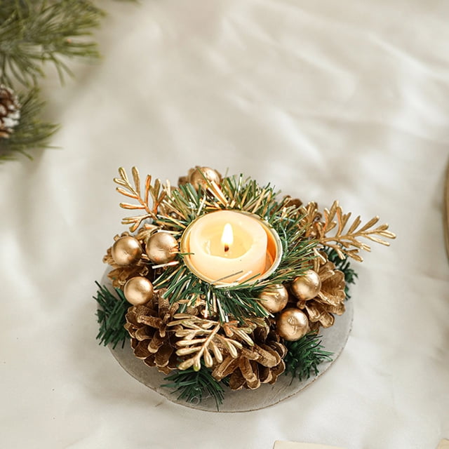 mfyjkho Adornos De Candelabro Navideño Retro Con Guirnalda Simulada Para Mesas Festivas - Plástico - 1 Pieza