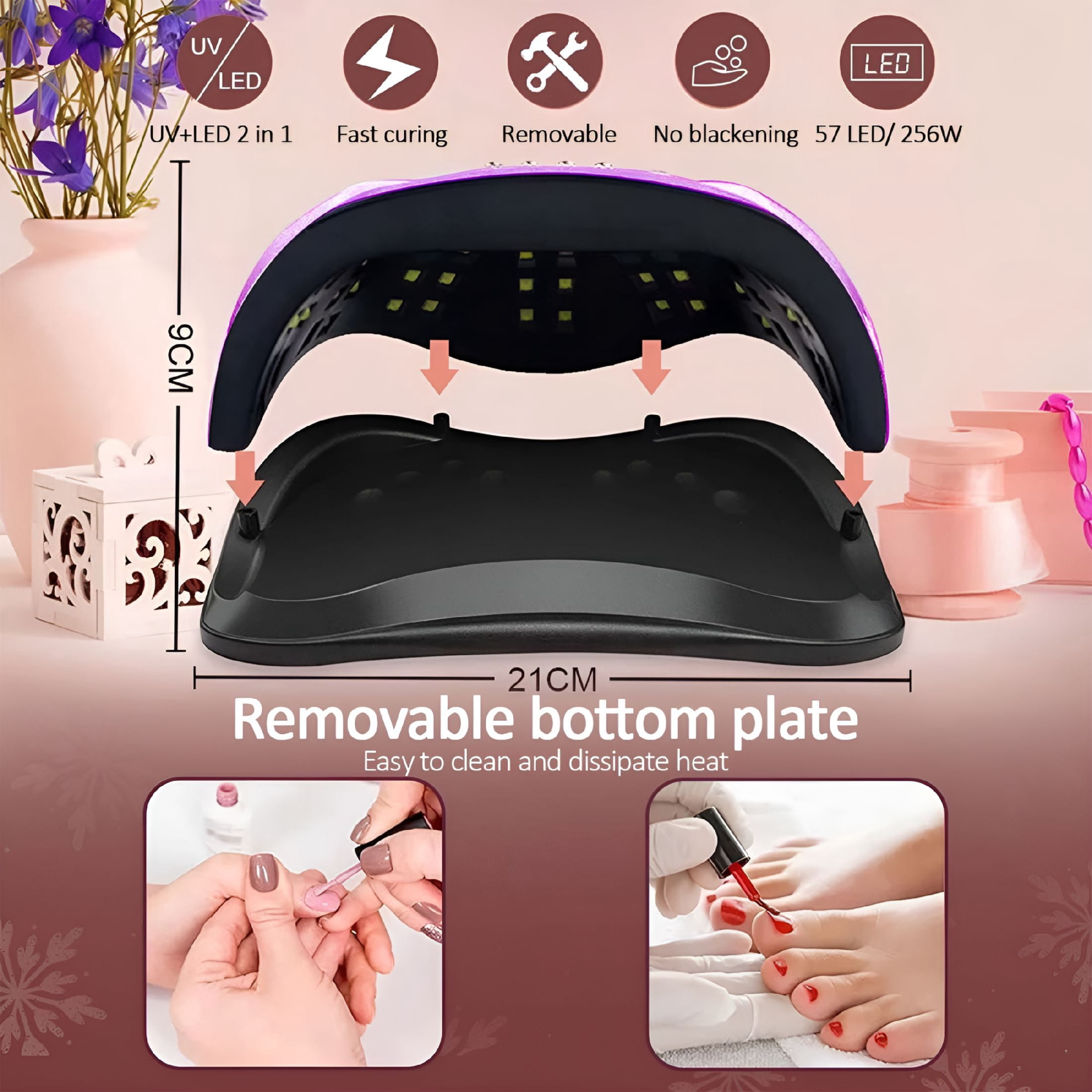 HIBIBUD 2026 New Uv Led Nail Lamp, 256W Led Nail Dryer for Gel Polish with Automatic Sensor/4 Timer Setting, for Fingernail and Toenail Nail