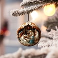 thumbnail image 4 of Zhourta Christmas Nativity Scene Ornaments 3.14Inch Car Christmas Tree Hanging Ornament 3D Christmas Tree Retro Style Home Decoration Christmas Gifts Pendants, 4 of 7