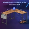 thumbnail image 5 of CONCETTA 49 Inch Modern L Shaped Computer Desk with Lower Storage Shelf & Side Bag, Two-Way Convertible Corner Gaming Table for Home Office, Rust, 5 of 8