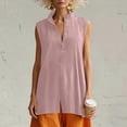 thumbnail image 6 of ClodeEU Women's Mandarin Collar Sleeveless Button Front Shirt,Casual Loose Fit Summer Tank Top Pink,Women's Plus L, 6 of 8
