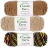 Soft Acrylic Yarn 3-Pack, 3.5oz / ball, Brown Warm + Brown Tan + Blend Mexicana. Great value for knitting, crochet, needlework, arts & crafts projects, gift set for beginners and pros alike