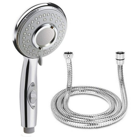 High Power 5-setting 4-inch Handheld Shower Head with ON/OFF Pause Switch and Extra-Long 6.6ft Flexible Stainless Steel Shower Hose, Chrome...